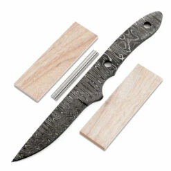 *Little Viper Knife Kit - (USA Damascus) - DIY Blade Kit W/Canarywood Scales