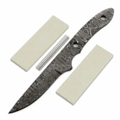 *Little Viper Knife Kit - (USA Damascus) - DIY Blade Kit W/Curly Maple Scales