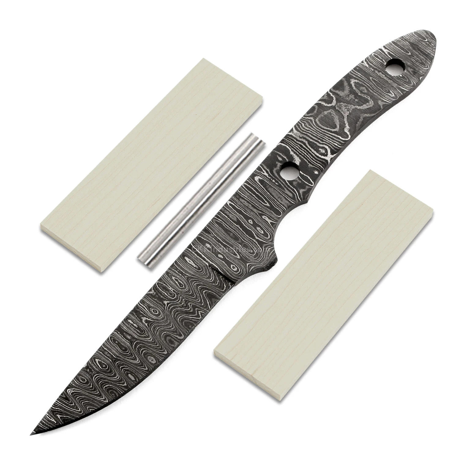 *Little Viper Knife Kit - (USA Damascus) - DIY Blade Kit W/Curly Maple Scales 3 *Little Viper Knife Kit - (USA Damascus) - DIY Blade Kit W/Curly Maple Scales