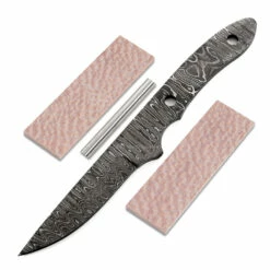 *Little Viper Knife Kit - (USA Damascus) - DIY Blade Kit W/Lacewood Scales