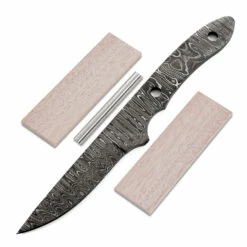 *Little Viper Knife Kit - (USA Damascus) - DIY Blade Kit W/Mahogany Scales