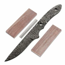 *Little Viper Knife Kit - (USA Damascus) - DIY Blade Kit W/Walnut Scales
