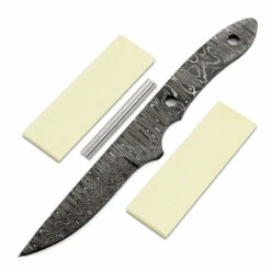 *Little Viper Knife Kit - (USA Damascus) - DIY Blade Kit W/Yellowheart Scales