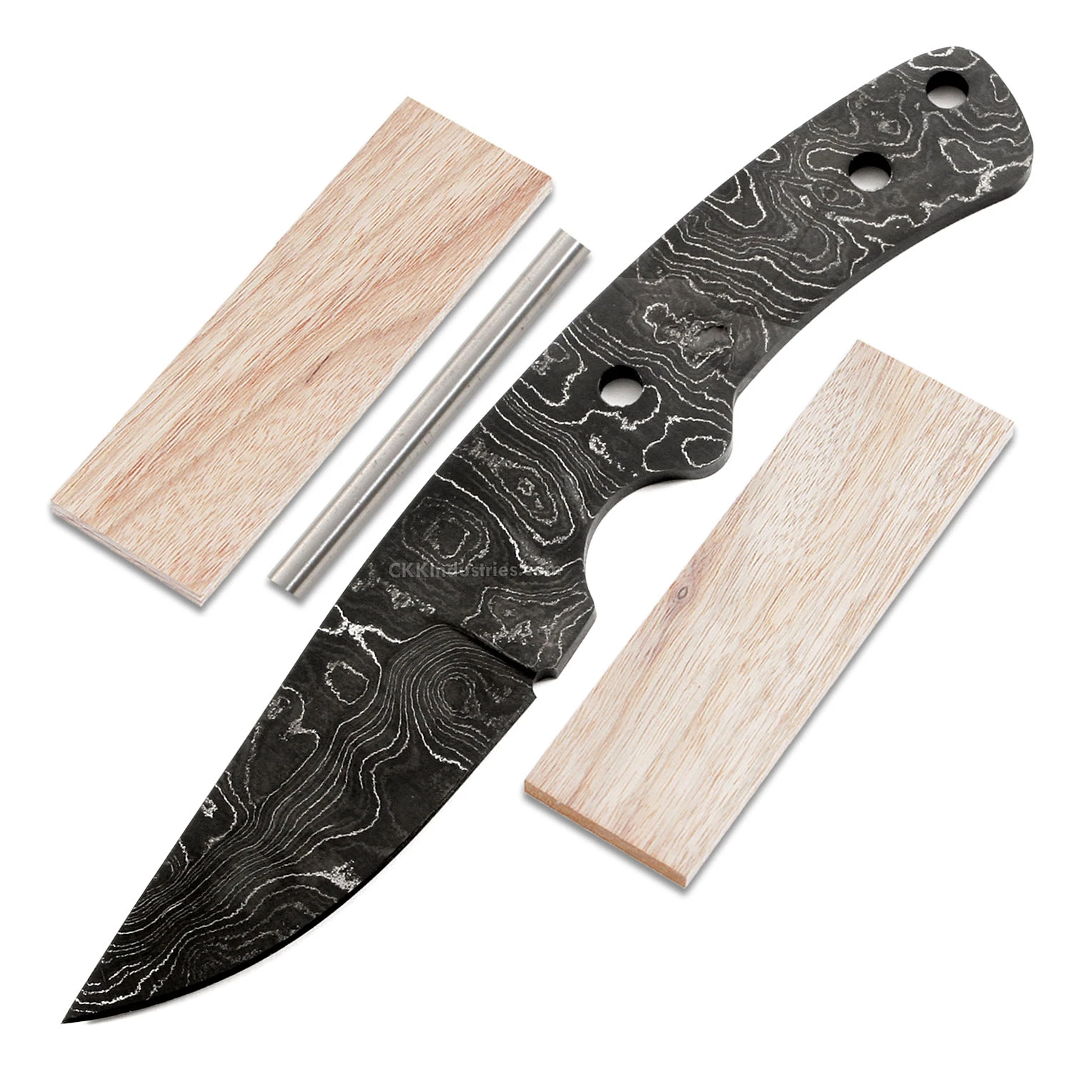 *Traveler Knife Kit - (USA Damascus) - DIY Blade Kit W/Canarywood Scales 3 *Traveler Knife Kit - (USA Damascus) - DIY Blade Kit W/Canarywood Scales