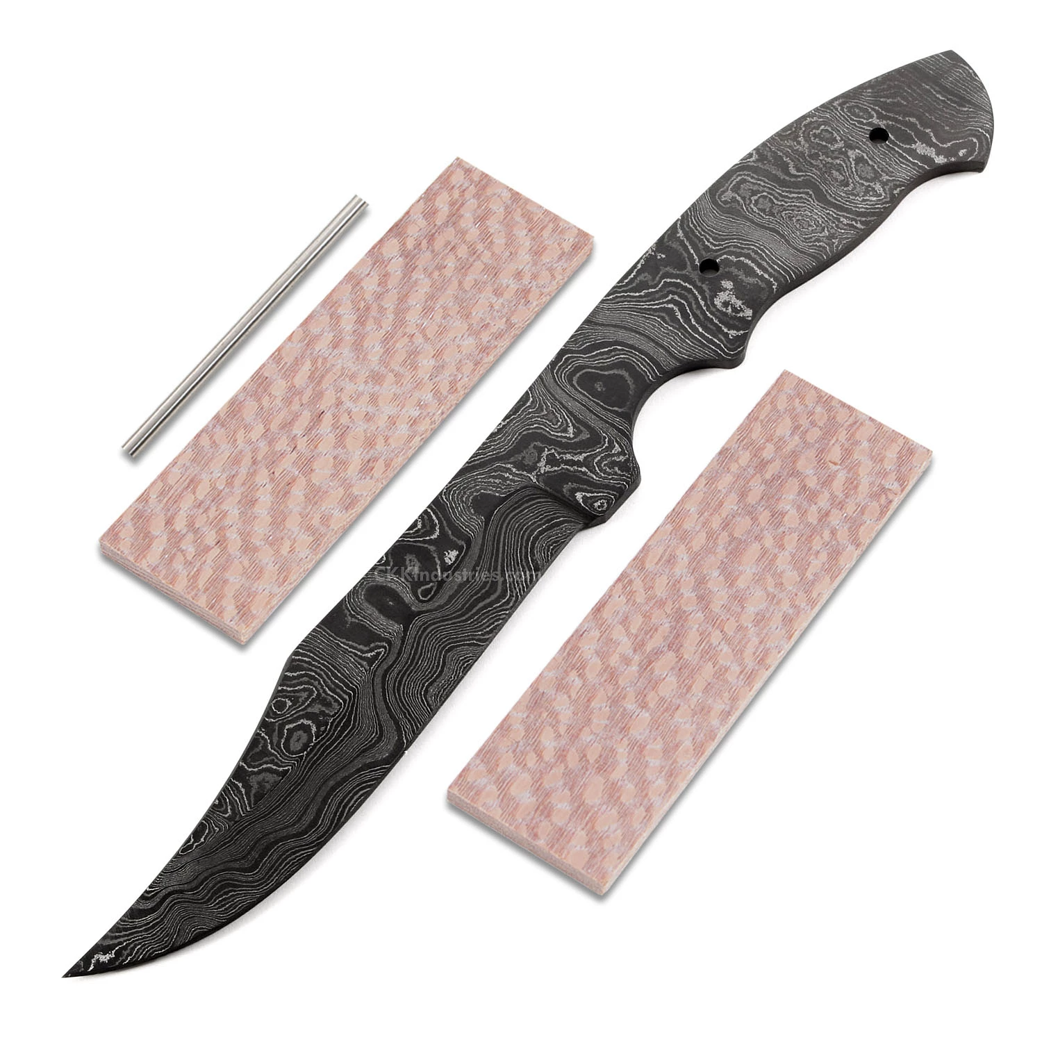 *Gunslinger - (USA Damascus) - DIY Blade Kit W/Lacewood Scales 3 *Gunslinger - (USA Damascus) - DIY Blade Kit W/Lacewood Scales