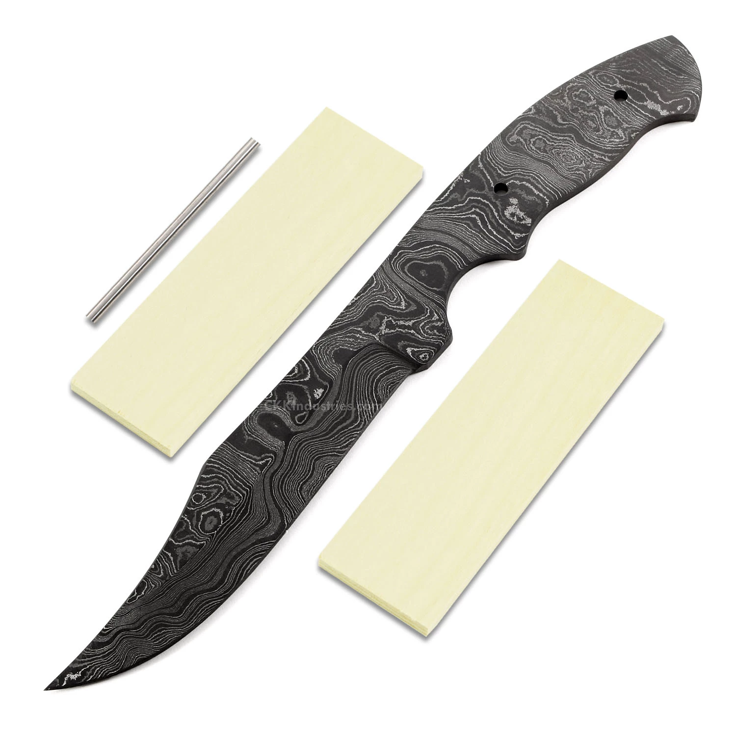 *Gunslinger - (USA Damascus) - DIY Blade Kit W/Yellowheart Scales 3 *Gunslinger - (USA Damascus) - DIY Blade Kit W/Yellowheart Scales