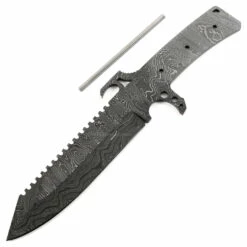 **Alien Hunter Knife Kit - (USA Damascus) - Full Tang - (Blade & Pinstock Only)