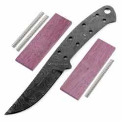 Jim Dandy - (USA Damascus) - DIY Blade Kit W/Purpleheart Scales