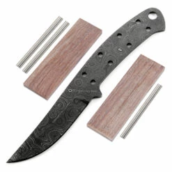 Jim Dandy - (USA Damascus) - DIY Blade Kit W/Walnut Scales