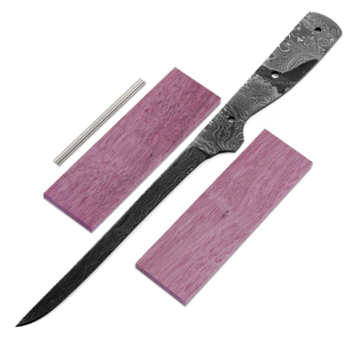 *Dress Filet - (USA Damascus) - DIY Blade Kit W/Purpleheart Scales 3 *Dress Filet - (USA Damascus) - DIY Blade Kit W/Purpleheart Scales