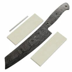 *Gourmet Kitchen Knife - (USA Damascus) - DIY Blade Kit W/Curly Maple Scales