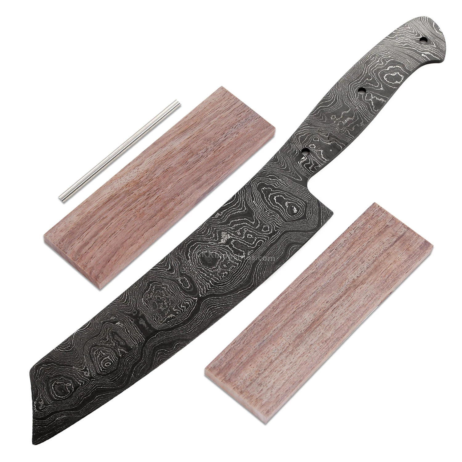 *Gourmet Kitchen Knife - (USA Damascus) - DIY Blade Kit W/Walnut Scales 3 *Gourmet Kitchen Knife - (USA Damascus) - DIY Blade Kit W/Walnut Scales