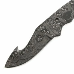 *Ace Gut Hook Knife Kit - (USA Damascus) - DIY Blade Kit W/Curly Maple Scales -Knife Kits Sales Shop AD0081BL img2 1500