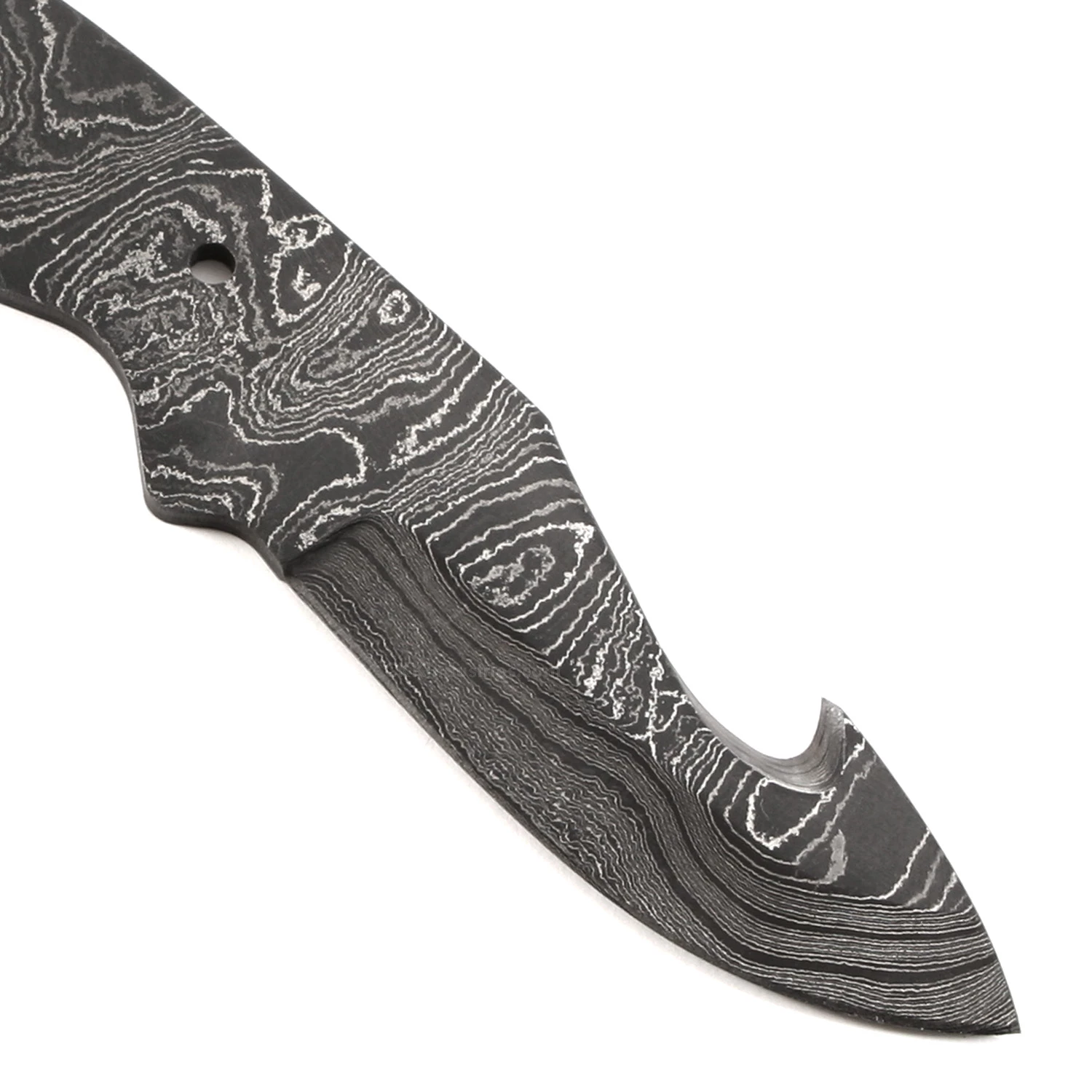 *Ace Gut Hook Knife Kit - (USA Damascus) - DIY Blade Kit W/Lacewood Scales 7 *Ace Gut Hook Knife Kit - (USA Damascus) - DIY Blade Kit W/Lacewood Scales - Image 5