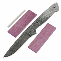 *Vegas Boot - (USA Damascus) - DIY Blade Kit W/Purpleheart Scales