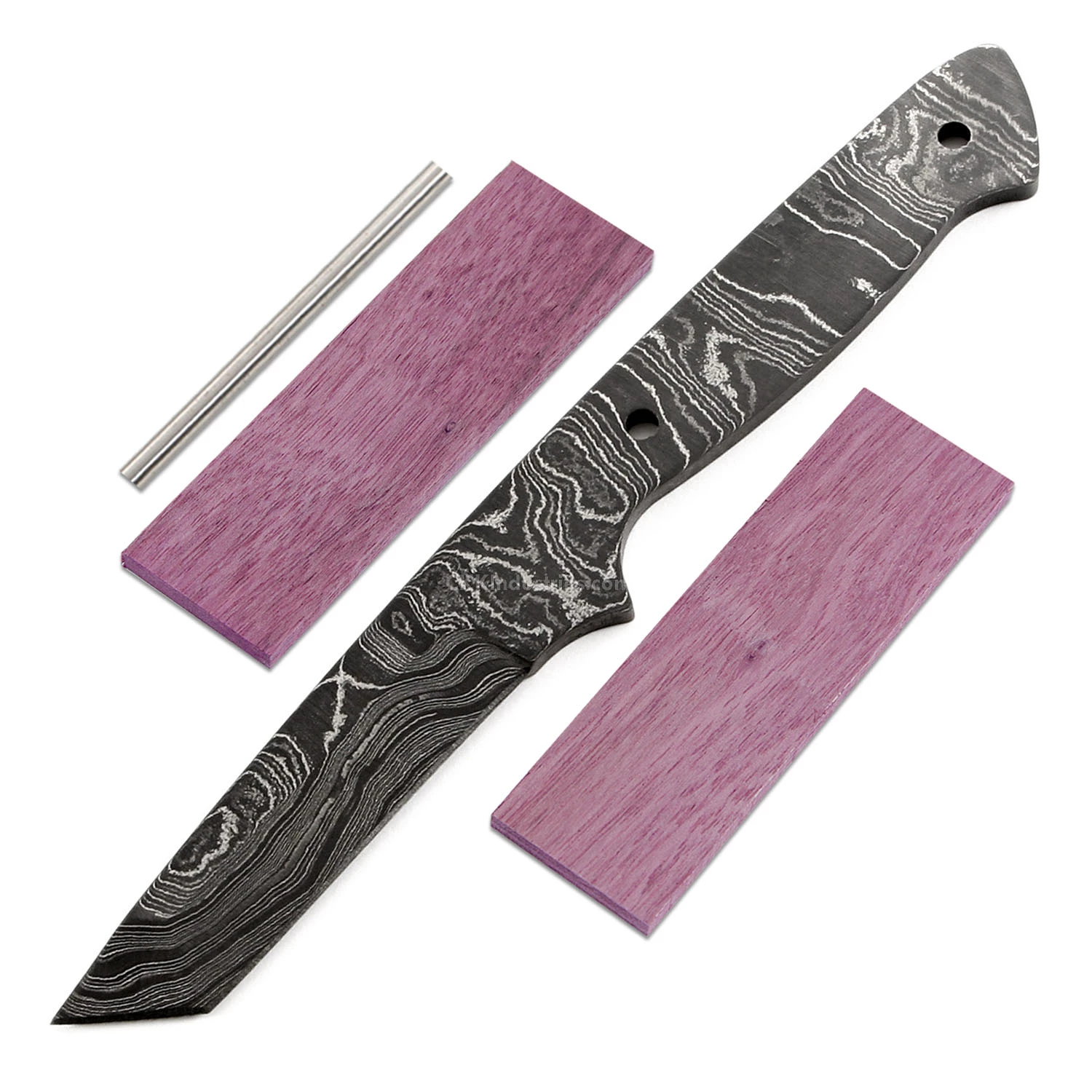 *Lucha Tanto - (USA Damascus) - DIY Blade Kit W/Purpleheart Scales 3 *Lucha Tanto - (USA Damascus) - DIY Blade Kit W/Purpleheart Scales