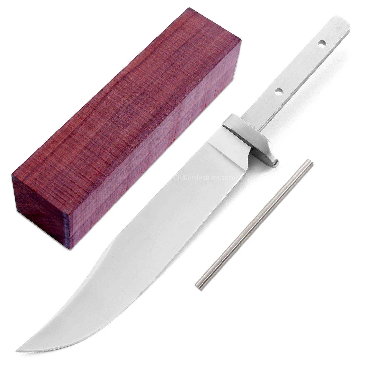 *Clip Point Bowie - Hidden Tang - DIY Blade Kit W/Katalox Handle Block - (SS Guard) 3 *Clip Point Bowie - Hidden Tang - DIY Blade Kit W/Katalox Handle Block - (SS Guard)