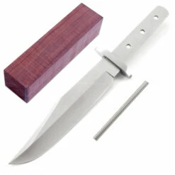 *HT Boot Bowie - Hidden Tang - DIY Blade Kit W/Katalox Handle Block - (SS Guard)