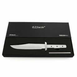 *HT Saddle Bowie - Hidden Tang - DIY Blade Kit W/Marblewood Handle Block - (SS Guard) -Knife Kits Sales Shop AV KKBL008 S box 1 1500