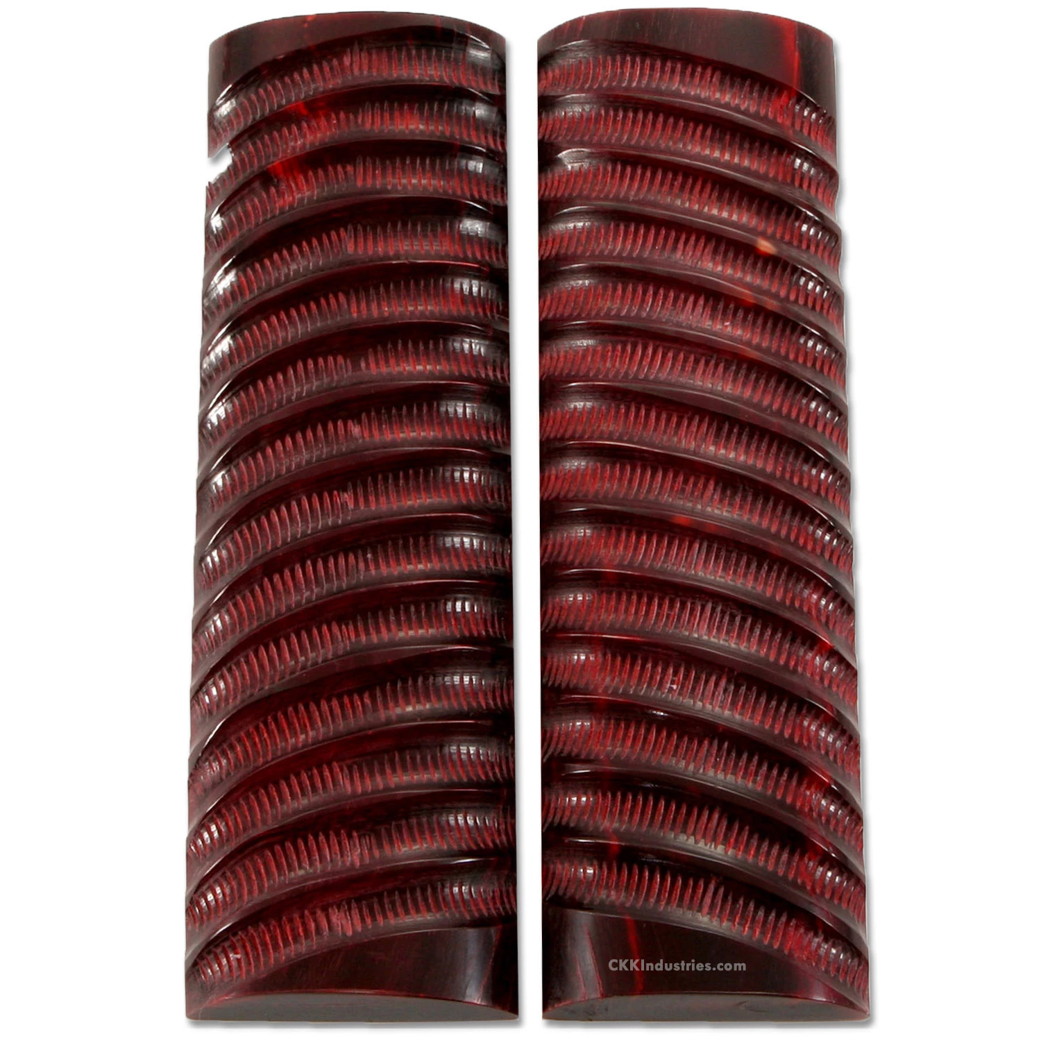 Buffalo Horn - Handle Scale Set - (Impala Jigged) - (Wine Red) - (5.0 X 1.50 X 0.375) 3 Buffalo Horn - Handle Scale Set - (Impala Jigged) - (Wine Red) - (5.0 X 1.50 X 0.375)