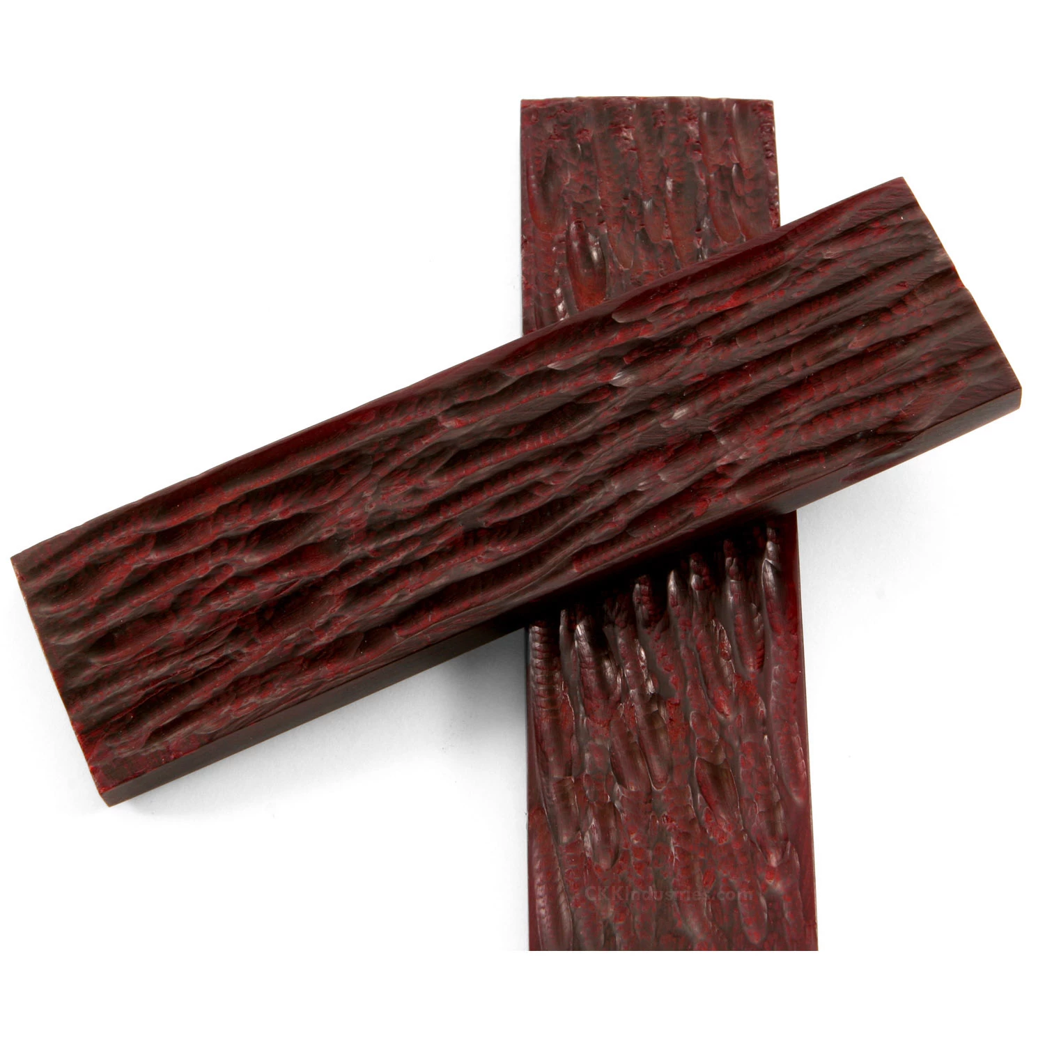 Buffalo Horn - Handle Scale Set - (Stag Jigged) - (Wine Red) - (4.50 X 1.25 X 0.25) 4 Buffalo Horn - Handle Scale Set - (Stag Jigged) - (Wine Red) - (4.50 X 1.25 X 0.25) - Image 2