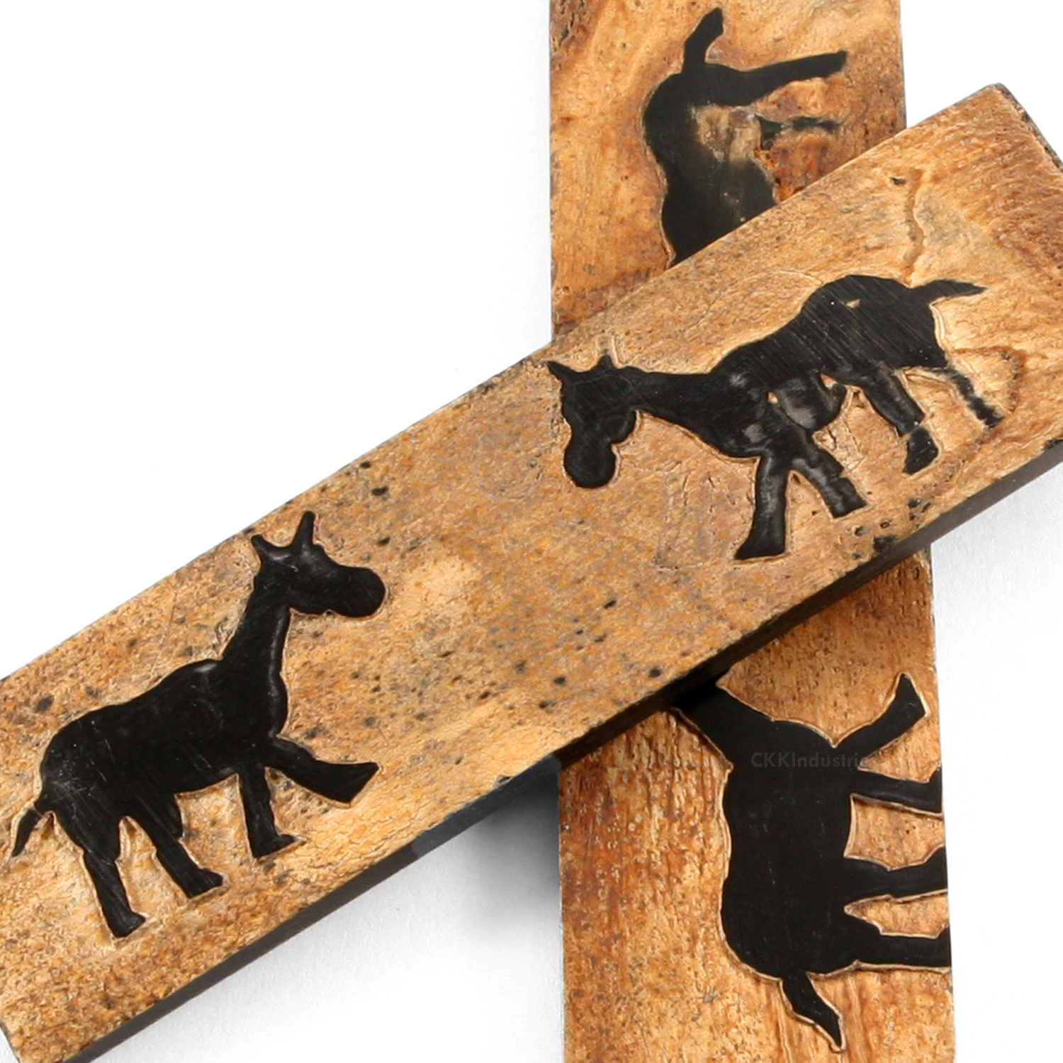 Buffalo Horn - Handle Scale Set - (Unique Donkey Graphic) - (Black/Brown/Tan) - (4.50 X 1.25 X 0.18 5 Buffalo Horn - Handle Scale Set - (Unique Donkey Graphic) - (Black/Brown/Tan) - (4.50 X 1.25 X 0.18 - Image 3