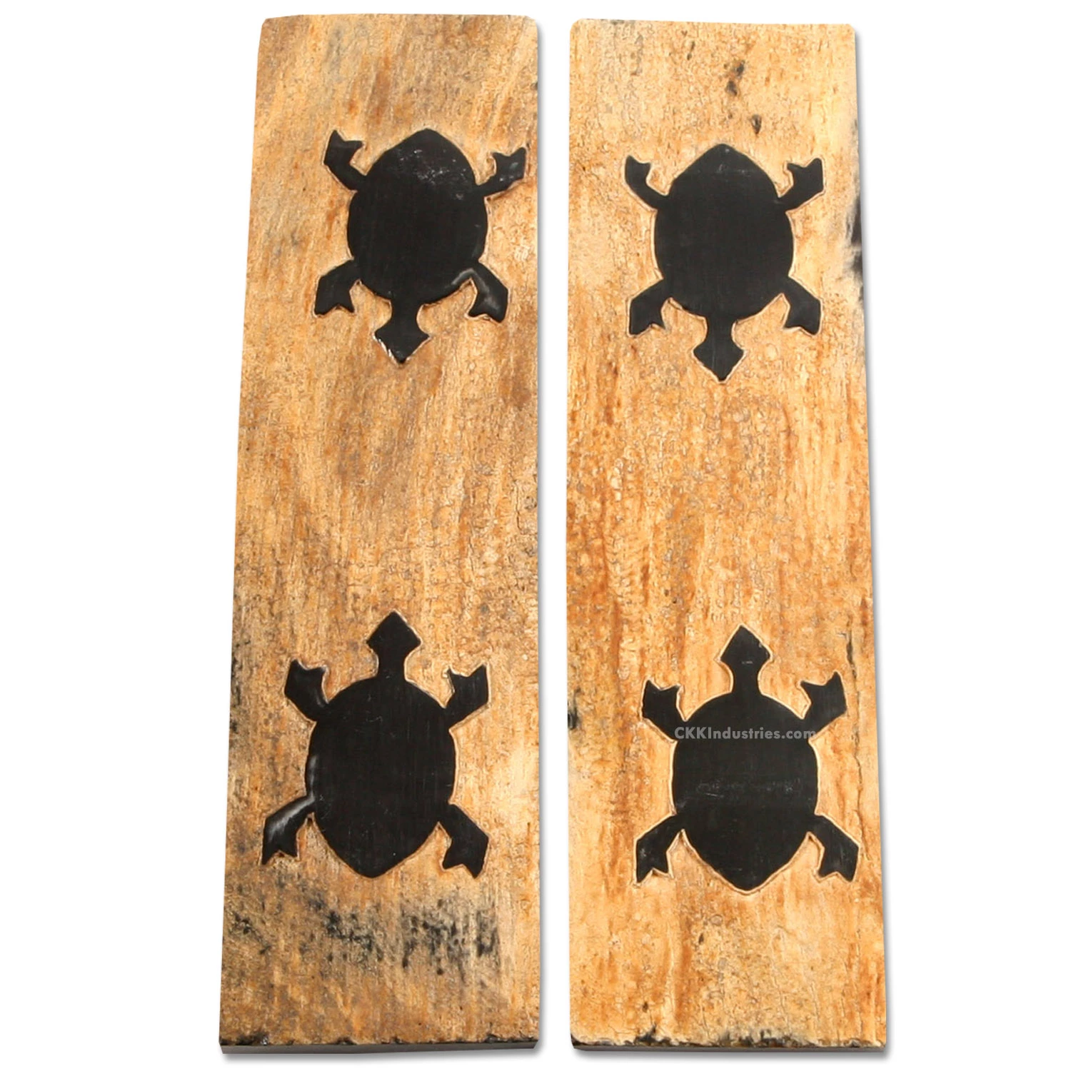 Buffalo Horn - Handle Scale Set - (Unique Turtle Graphic) - (Black/Brown/Tan) - (4.50 X 1.25 X 0.18 3 Buffalo Horn - Handle Scale Set - (Unique Turtle Graphic) - (Black/Brown/Tan) - (4.50 X 1.25 X 0.18