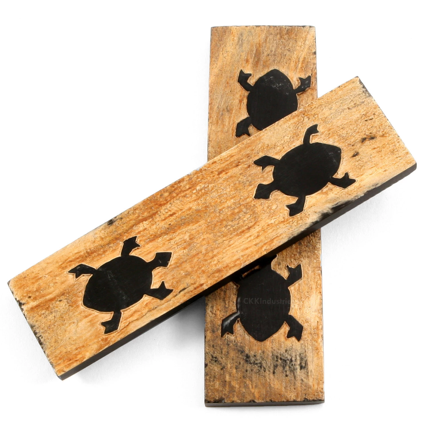 Buffalo Horn - Handle Scale Set - (Unique Turtle Graphic) - (Black/Brown/Tan) - (4.50 X 1.25 X 0.18 4 Buffalo Horn - Handle Scale Set - (Unique Turtle Graphic) - (Black/Brown/Tan) - (4.50 X 1.25 X 0.18 - Image 2