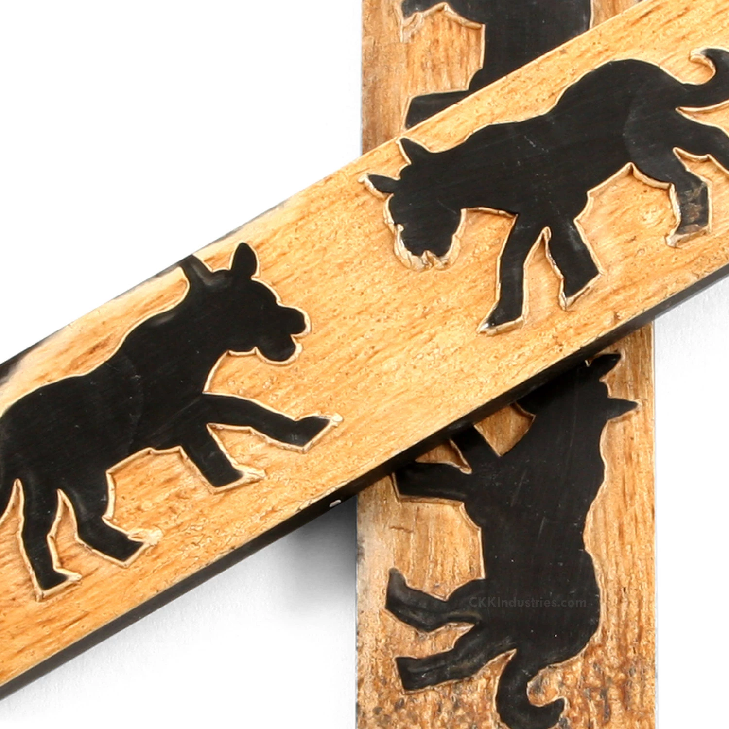 Buffalo Horn - Handle Scale Set - (Unique Wolf Graphic) - (Black/Brown/Tan) - (4.50 X 1.25 X 0.187) 5 Buffalo Horn - Handle Scale Set - (Unique Wolf Graphic) - (Black/Brown/Tan) - (4.50 X 1.25 X 0.187) - Image 3