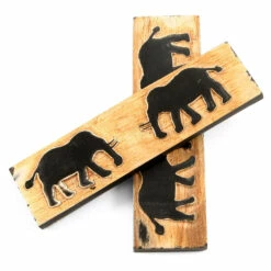 Buffalo Horn - Handle Scale Set - (Unique Elephant II Graphic) - (Black/Brown/Tan) - (5.0 X 1.50 X -Knife Kits Sales Shop BUF SCL 515187 ELPNTII 1 img2 1500