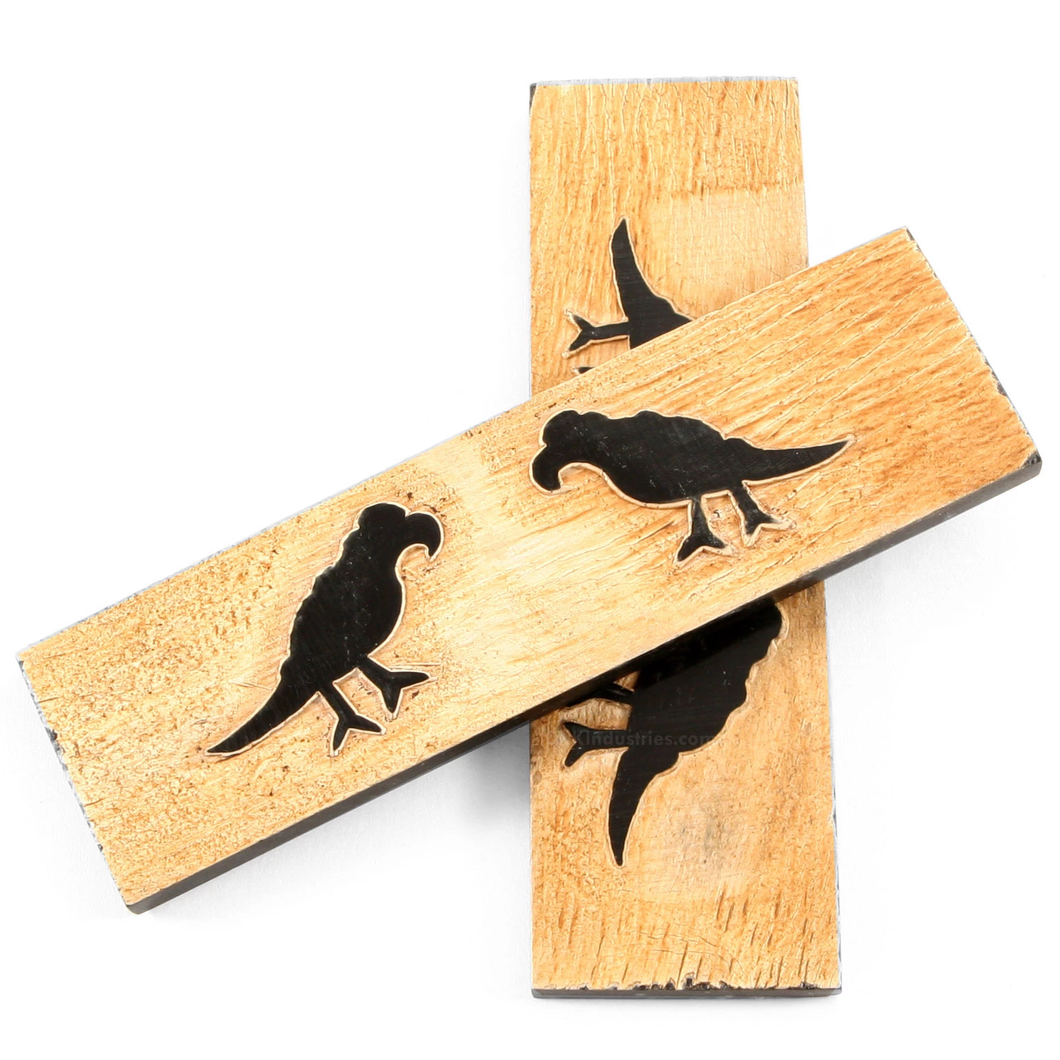 Buffalo Horn - Handle Scale Set - (Unique Parrot Graphic) - (Black/Brown/Tan) - (5.0 X 1.50 X 0.187 4 Buffalo Horn - Handle Scale Set - (Unique Parrot Graphic) - (Black/Brown/Tan) - (5.0 X 1.50 X 0.187 - Image 2