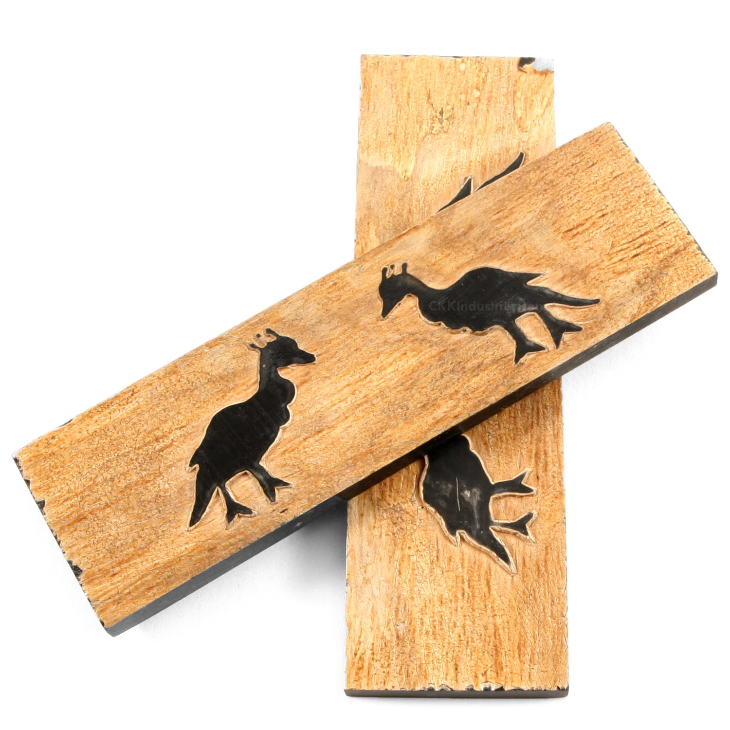 Buffalo Horn - Handle Scale Set - (Unique Peacock Graphic) - (Black/Brown/Tan) - (5.0 X 1.50 X 0.18 4 Buffalo Horn - Handle Scale Set - (Unique Peacock Graphic) - (Black/Brown/Tan) - (5.0 X 1.50 X 0.18 - Image 2