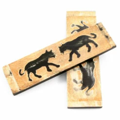 Buffalo Horn - Handle Scale Set - (Unique Wolf Graphic) - (Black/Brown/Tan) - (5.0 X 1.5 X 0.25) -Knife Kits Sales Shop BUF SCL 51525 WOLF 1 ing2 1500