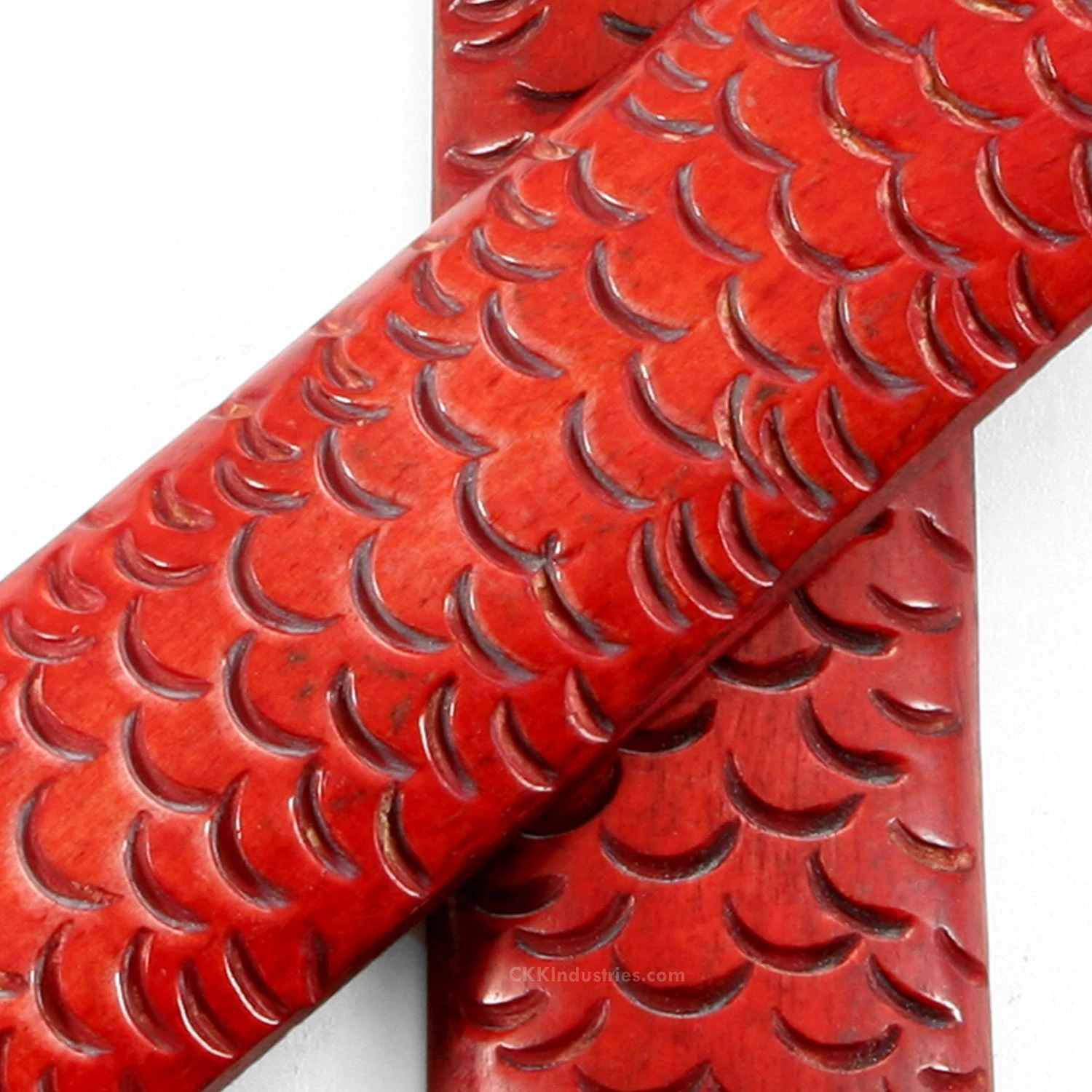 Camel Bone - Handle Scale Set - (Side Jigged) - (Red) - (5.0 X 1.5 X 0.25) 5 Camel Bone - Handle Scale Set - (Side Jigged) - (Red) - (5.0 X 1.5 X 0.25) - Image 3