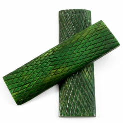 Camel Bone - Handle Scale Set - (Cross Jigged) - (Green) - (4.5 X 1.25 X 0.25) -Knife Kits Sales Shop CAM SCL JIG X 4512525 GRN 1 img2 1500