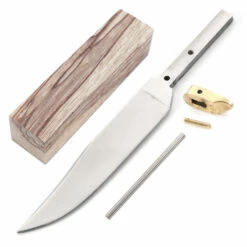 *Clip Point Scout - Hidden Tang - DIY Blade Kit W/Black Limba Handle Block
