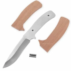 *Drop Point Tactical Combo Knife Kit - DIY Blade Blank W/Mahogany Scales