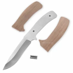 *Drop Point Tactical Combo Knife Kit - DIY Blade Blank W/Walnut Scales