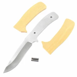 *Drop Point Tactical Combo Knife Kit - DIY Blade Blank W/Yellowheart Scales