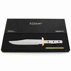 *HT Boot Bowie - Hidden Tang - DIY Blade Kit W/Marblewood Handle Block - (Brass Guard) -Knife Kits Sales Shop KKBL007 B 1P box 1 1500