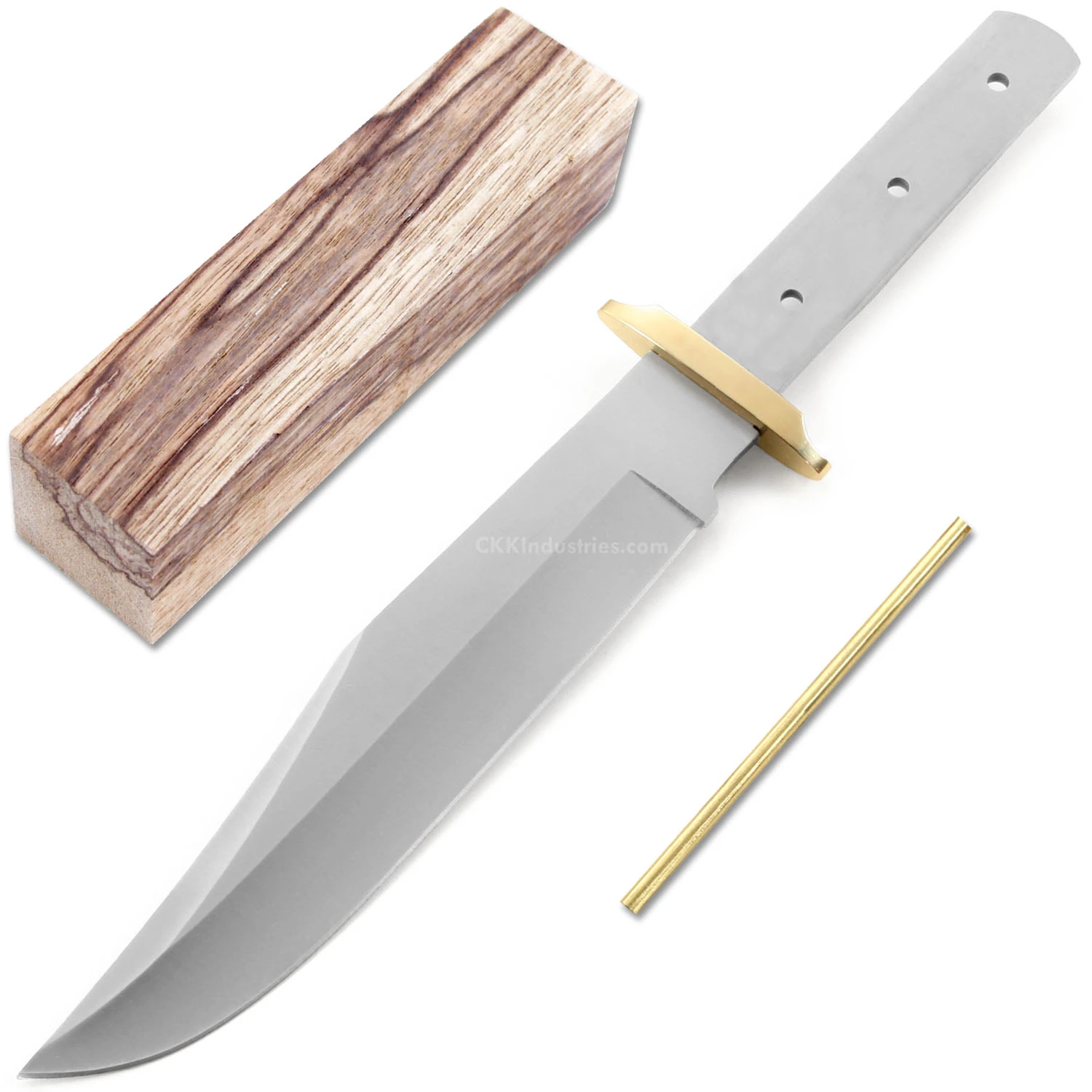 *HT Saddle Bowie - Hidden Tang - DIY Blade Kit W/Black Limba Handle Block - (Brass Guard) 3 *HT Saddle Bowie - Hidden Tang - DIY Blade Kit W/Black Limba Handle Block - (Brass Guard)