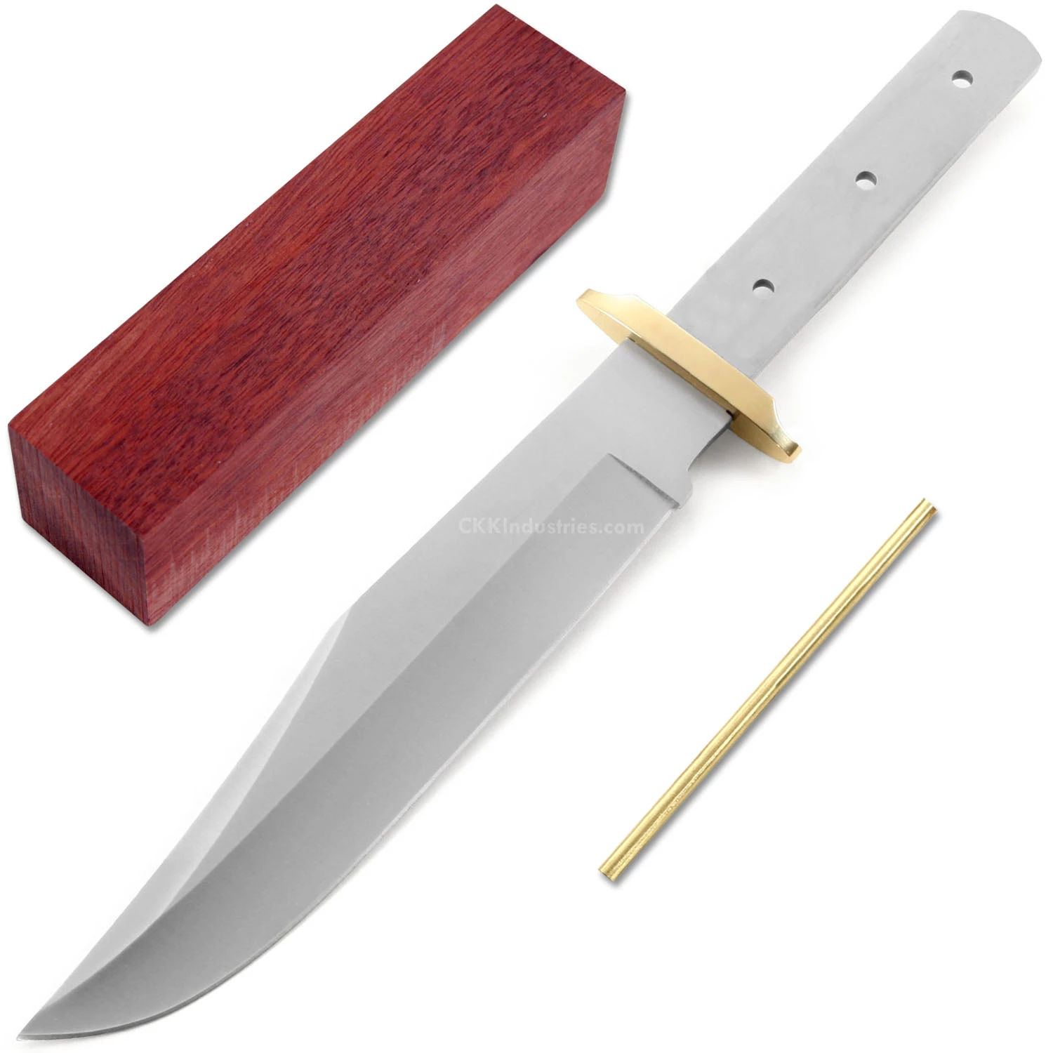*HT Saddle Bowie - Hidden Tang - DIY Blade Kit W/Bloodwood Handle Block - (Brass Guard) 3 *HT Saddle Bowie - Hidden Tang - DIY Blade Kit W/Bloodwood Handle Block - (Brass Guard)