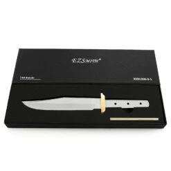 *HT Saddle Bowie - Hidden Tang - DIY Blade Kit W/Marblewood Handle Block - (Brass Guard) 11 *HT Saddle Bowie - Hidden Tang - DIY Blade Kit W/Marblewood Handle Block - (Brass Guard) -Knife Kits Sales Shop KKBL008 B box 1 1500 3