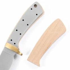 *Drop Point Cub Combo Kit - (Blade, Brass Guard, Pinstock & Pre-machined Curly Maple Scales) -Knife Kits Sales Shop KKBL013 B CRLYMPL K img5 1500