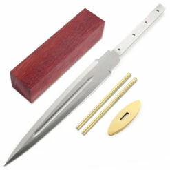 *Gentleman Dirk - Hidden Tang - DIY Blade Kit Bloodwood Handle Block - (Brass Guard)