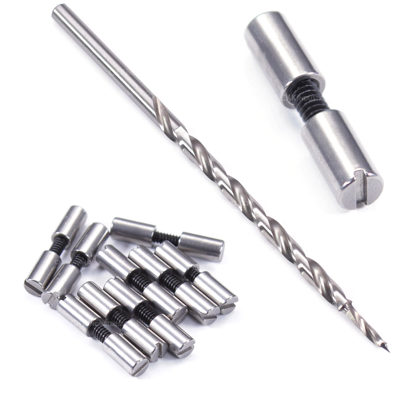 Acorn Nut Fasteners With Step Drill Combo Kit - (.186HD X 4-40US X .9L) - Stainless Steel 3 Acorn Nut Fasteners With Step Drill Combo Kit - (.186HD X 4-40US X .9L) - Stainless Steel