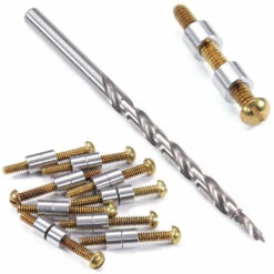 Loveless-Style Fasteners With Step Drill Combo Kit - (.250HD X 6-32US X 1.15L) - Stainless Steel/Bra