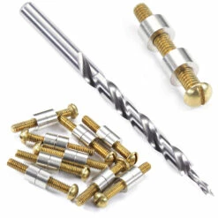 Loveless-Style Fasteners With Step Drill Combo Kit - (.312HD X 8-32US X 1.15L) - Nickel Silver/Brass