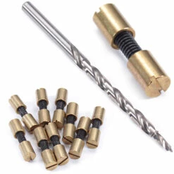 Acorn Nut Fasteners With Step Drill Combo Kit - (.250HD X 8-32US X 1L) - Brass
