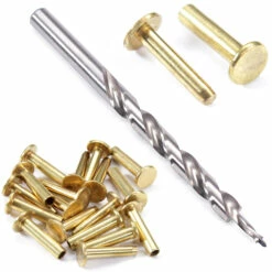 Cutlery Rivets With Step Drill Combo Kit - (.312HD X .155 SD X .750 OAL) - (Brass)